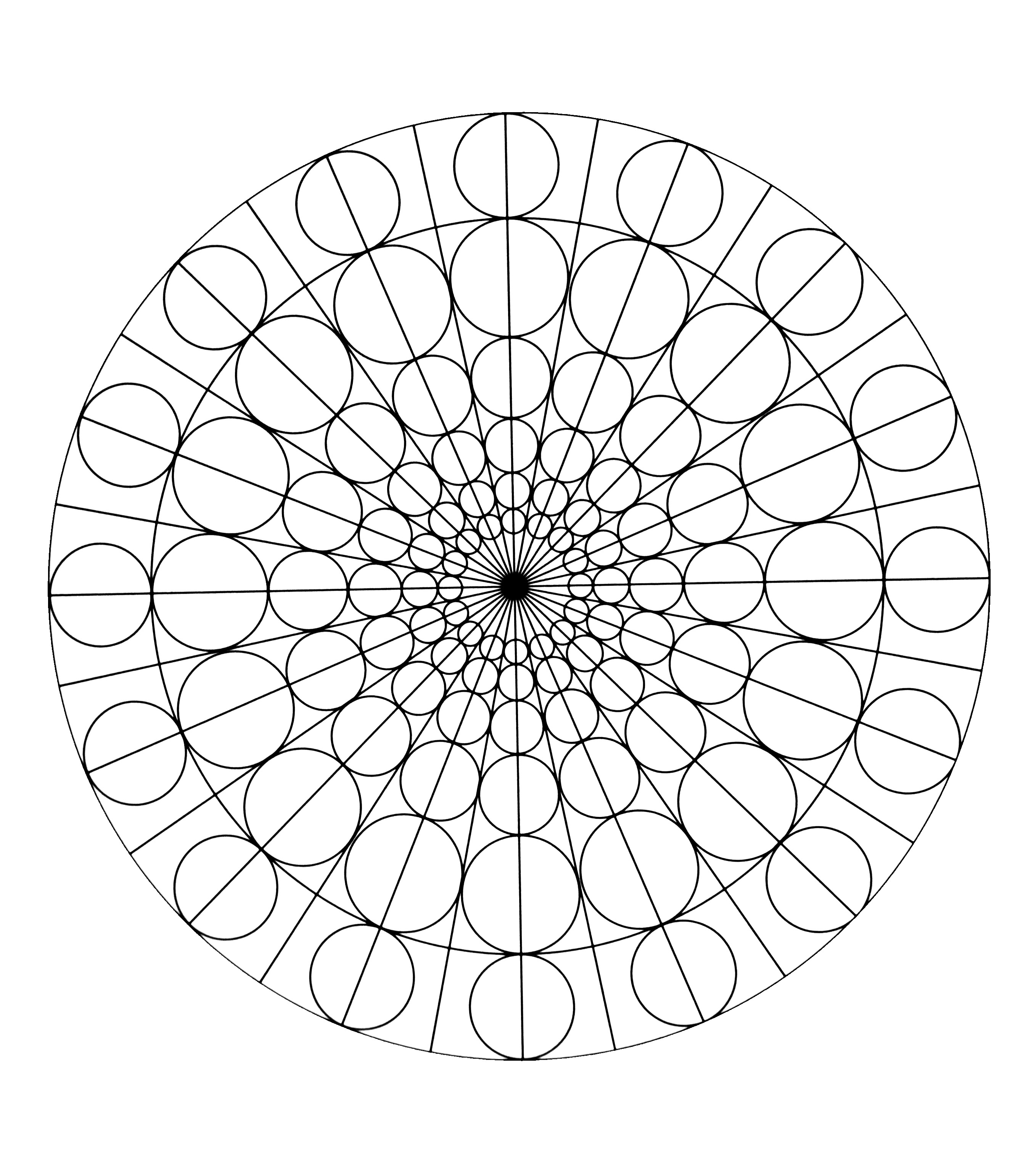 Symetric Mandala drawing : circles and straight lines
